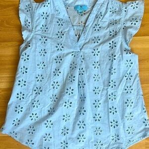 Cece Eyelet Cotton Blouse